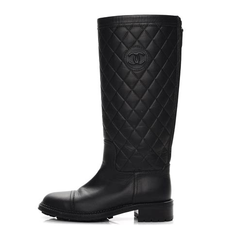 chanel calfskin riding boots|CHANEL Calfskin Ascot Riding Boots 35.5 Black .